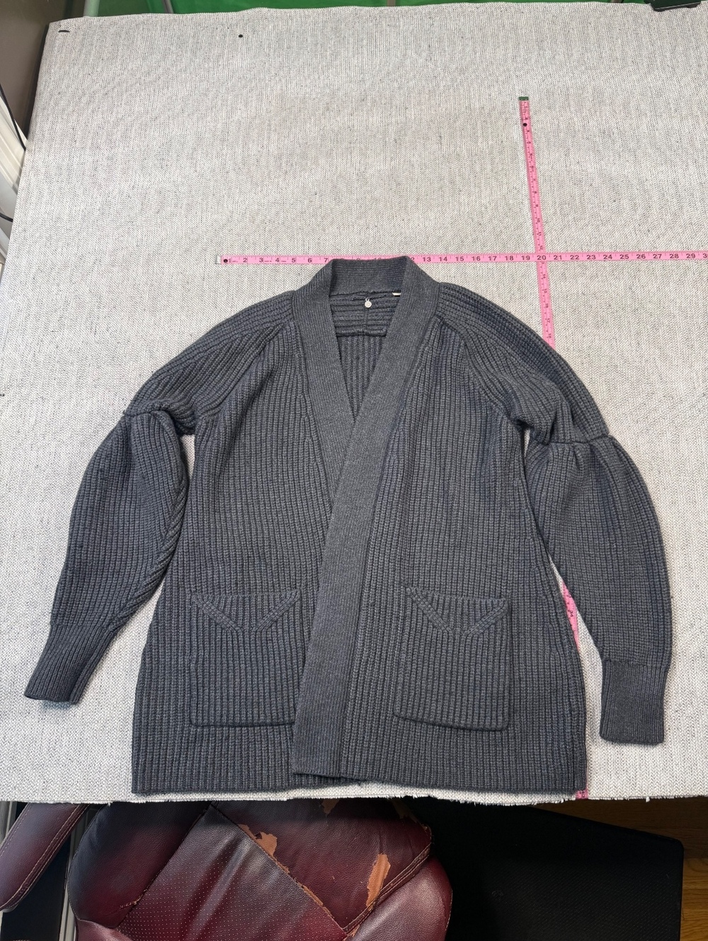 Anthropologie Gray Ribbed Knit Cardigan Sweater Medium